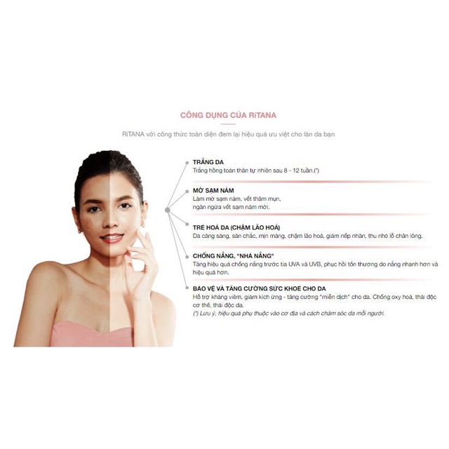 (Kèm Quà)VIÊN UỐNG TRẮNG DA CHỐNG NẮNG RITANA c/60v MUA 2 TẶNG 1 | BigBuy360 - bigbuy360.vn