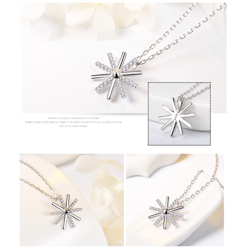 Dây chuyền nữ mạ bạc 925 vòng cổ bạc 925 cao cấp hình bông tuyết hàn quốc trang sức bạc CINLA DC039