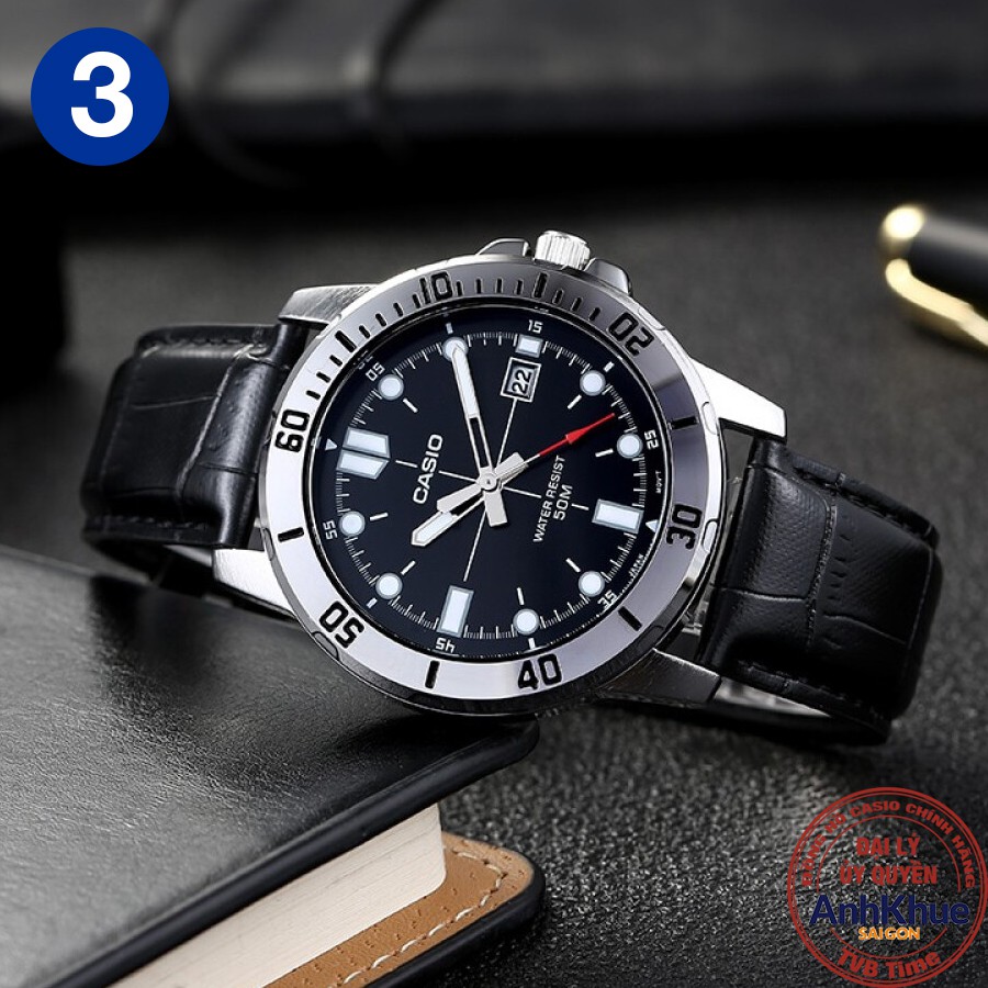 Đồng hồ nam dây da Casio chính hãng Anh Khuê MTP-VD01 Series (45mm)