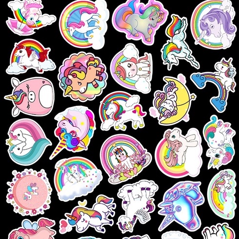 Bộ 50/25/10 Miếng Dán Chống Thấm Nước Hình Kỳ Lân Hoạt Hình Trang Trí Đa Năng