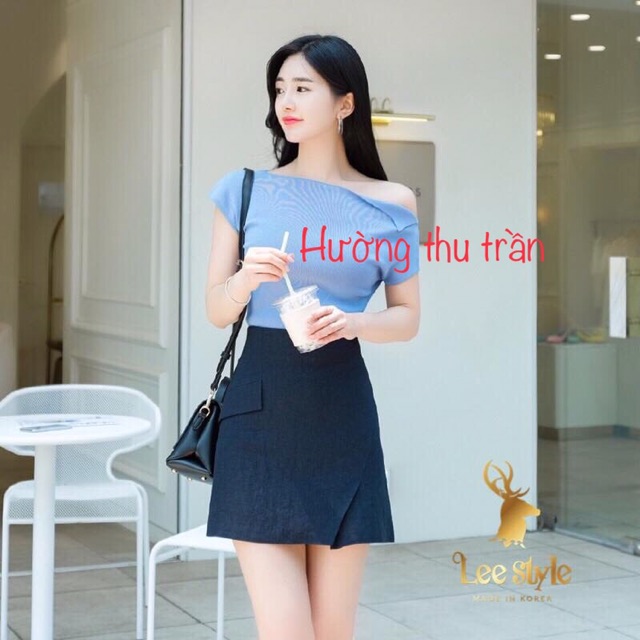 Chân Váy Ngắn Chữ A Công Sở Chân Váy Xếp Li Sườn, 1 li sườn 1 nắp d45cm