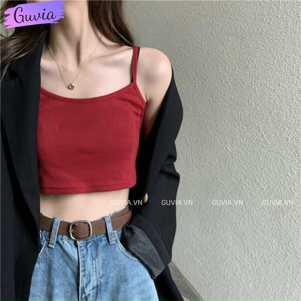 Áo Croptop 2 dây mảnh Phong Cách, Áo kiểu nữ chất vải tốt mặc đẹp GUVIA | BigBuy360 - bigbuy360.vn