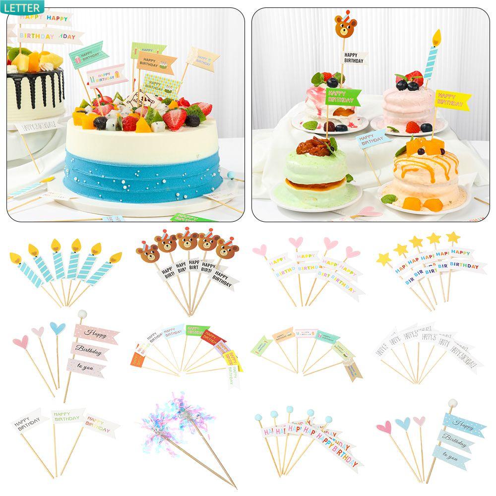 1 Set Phụ Kiện Cắm Trang Trí Bánh Kem Nhiều Màu Dễ Thương