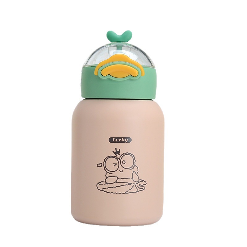 Bình đựng nước cho bé inox con vịt 420ml đựng sữa cho bé giữ nhiệt lâu dễ dàng mang đi,để trong balo túi sách,