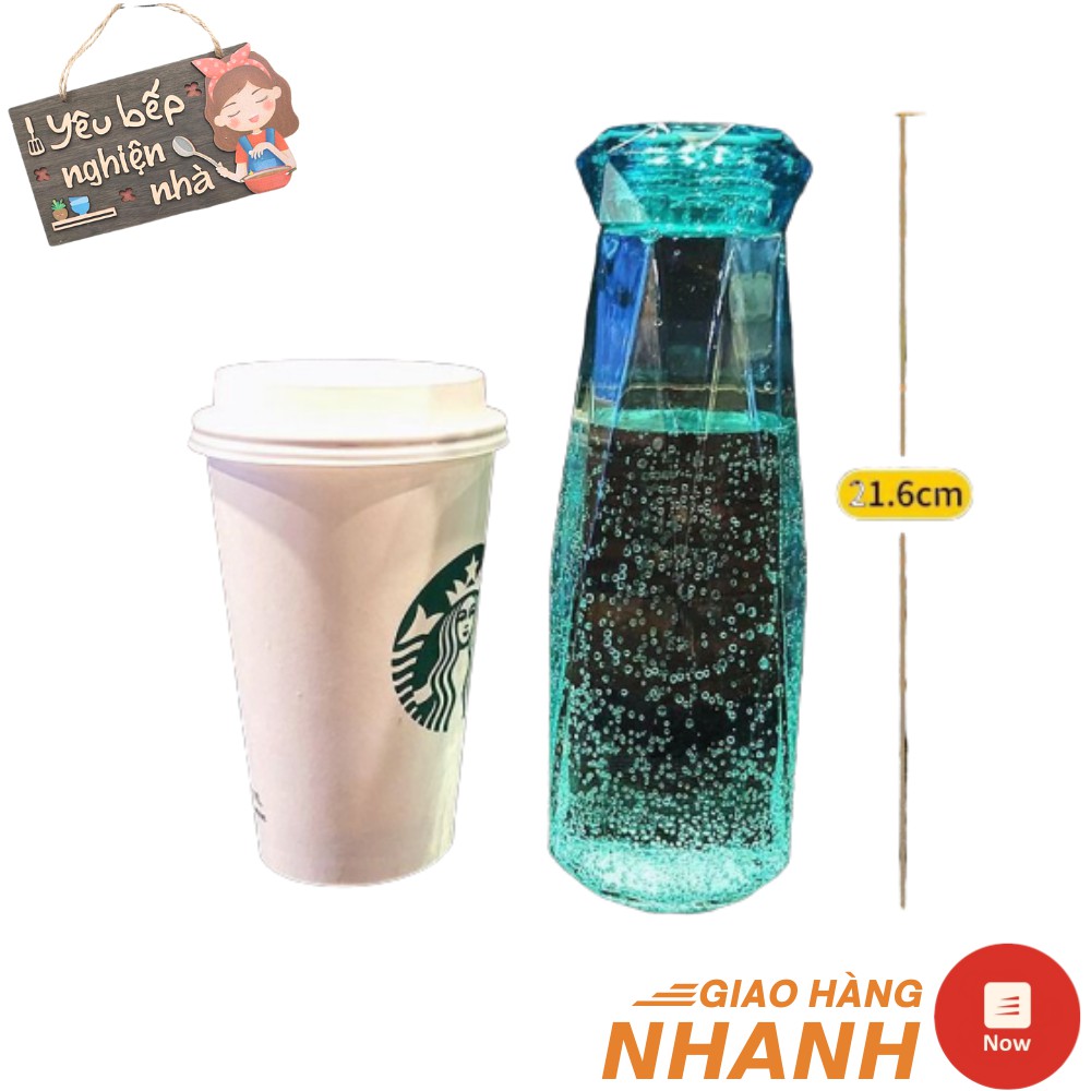 Bình Đựng Nước Kim Cương ☘ YÊU BẾP ☘ Bình Nước Kim Cương 450ml chịu nhiệt, nhiều màu sắc bắt mắt