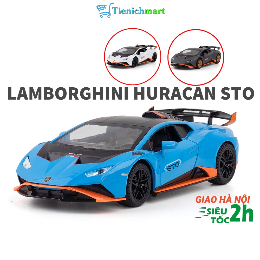 Xe mô hình Lamborghini Huracan STO tỉ lệ 1:24 khung thân hợp kim lốp cao su mở full cửa có đèn âm thanh