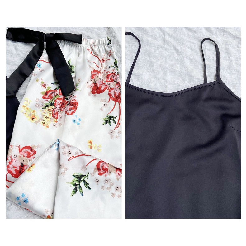 Bộ Đồ Ngủ 3 Món Bằng Lụa Mềm Dáng Rộng In Họa Tiết Thời Trang Cho Nữ