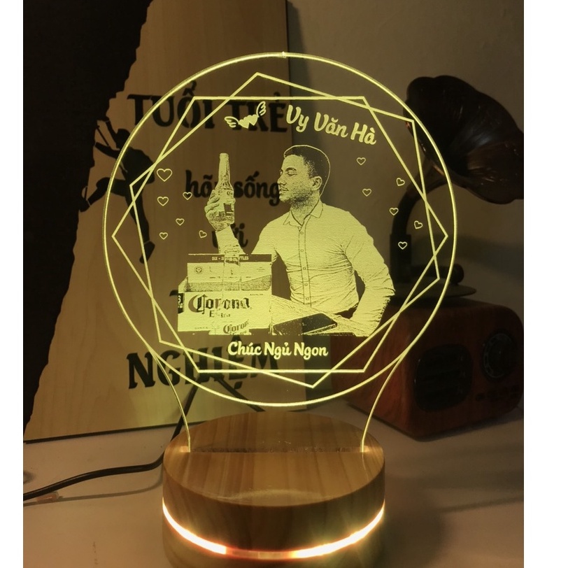 Đèn ngủ Led 3D khắc chân dung theo yêu cầu |Đèn led 3D trang trí phòng ngủ, để bàn,... 16 màu cảm ứng, điều khiển từ xa