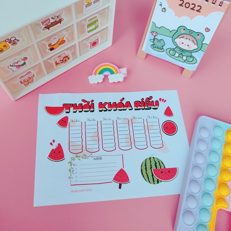 SET 3 TỜ THỜI KHOÁ BIỂU KẺ KHUNG SẴN HÌNH DỄ THƯƠNG