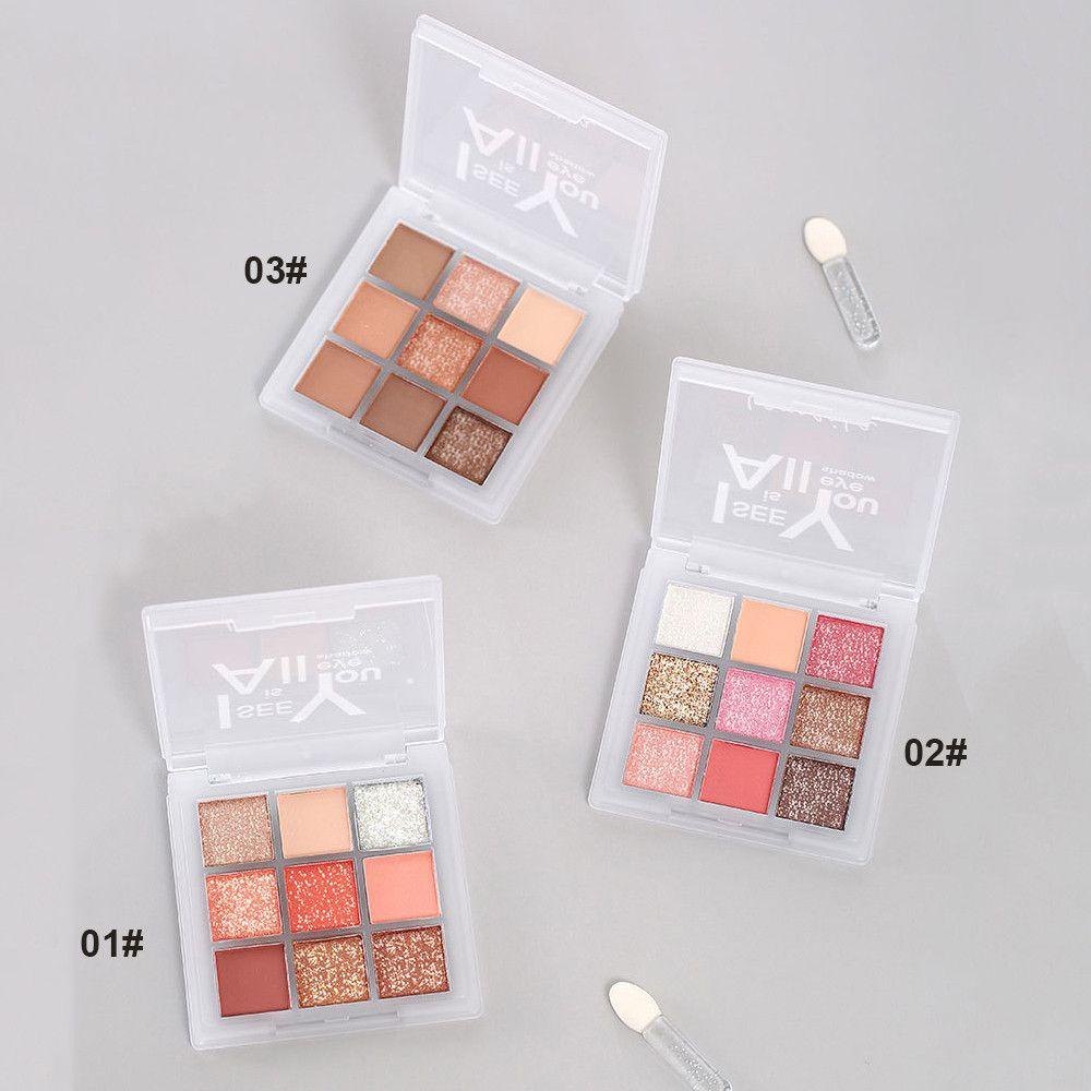 Bảng Phấn Mắt BORAG 9 Màu Lì Lấp Lánh Trang Điểm Đa Năng