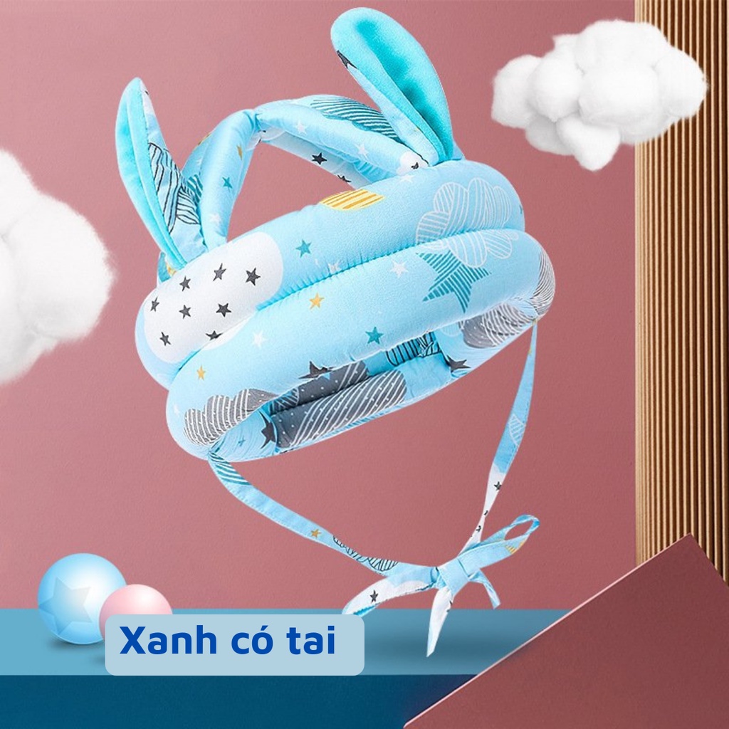 Mũ bảo hiểm bảo vệ đầu cho bé tập đi có tai siêu dễ thương