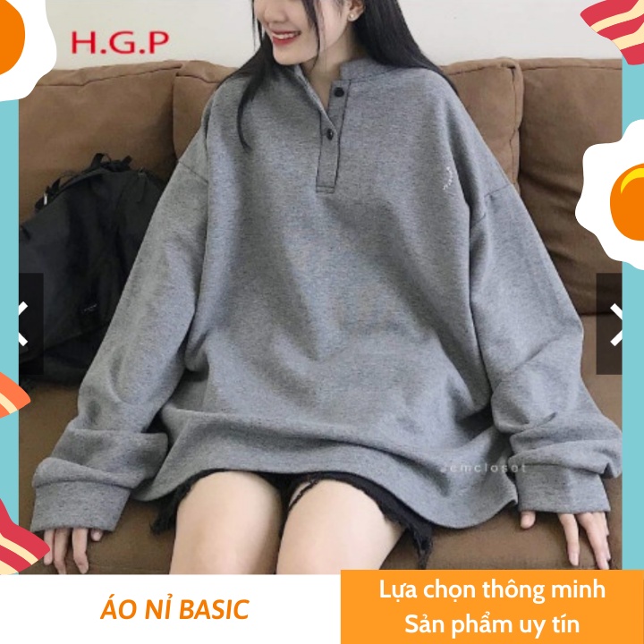 Áo nỉ Hoodie nữ  Basic form rộng unisex Ulzzang dễ mặc [FREESHIP]