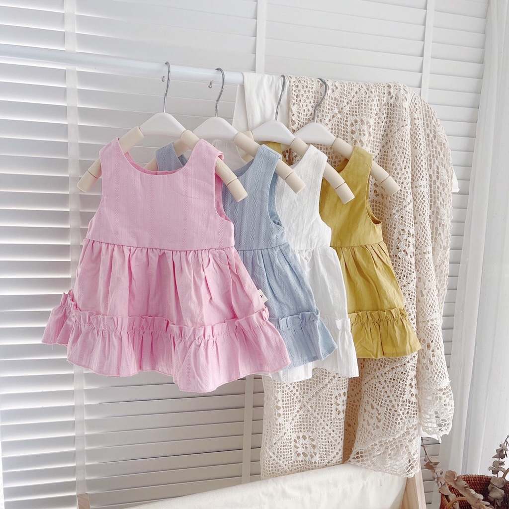 Bộ hè ba lỗ dáng xòe rộng 2 tầng cho bé gái 8-21kg (1-6 tuổi)- Chất thô mỏng mát