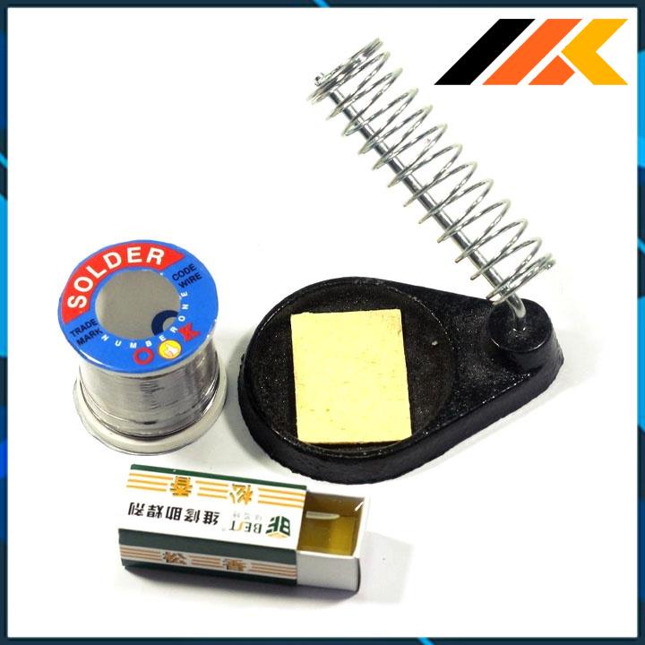Bộ Phụ Kiện Hàn Đa Năng (01 Cuộn Thiếc OK-100g, 01 Nhựa Thông Hộp, 01 Kệ Hàn Lò Xo, 01 Bọt Biển) - Linh Kiện TuHu
