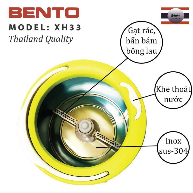 Cây Lau Nhà Xoay Tay 360 Độ Bento Thái Lan XH33 - Bảo Hàng 12 Tháng