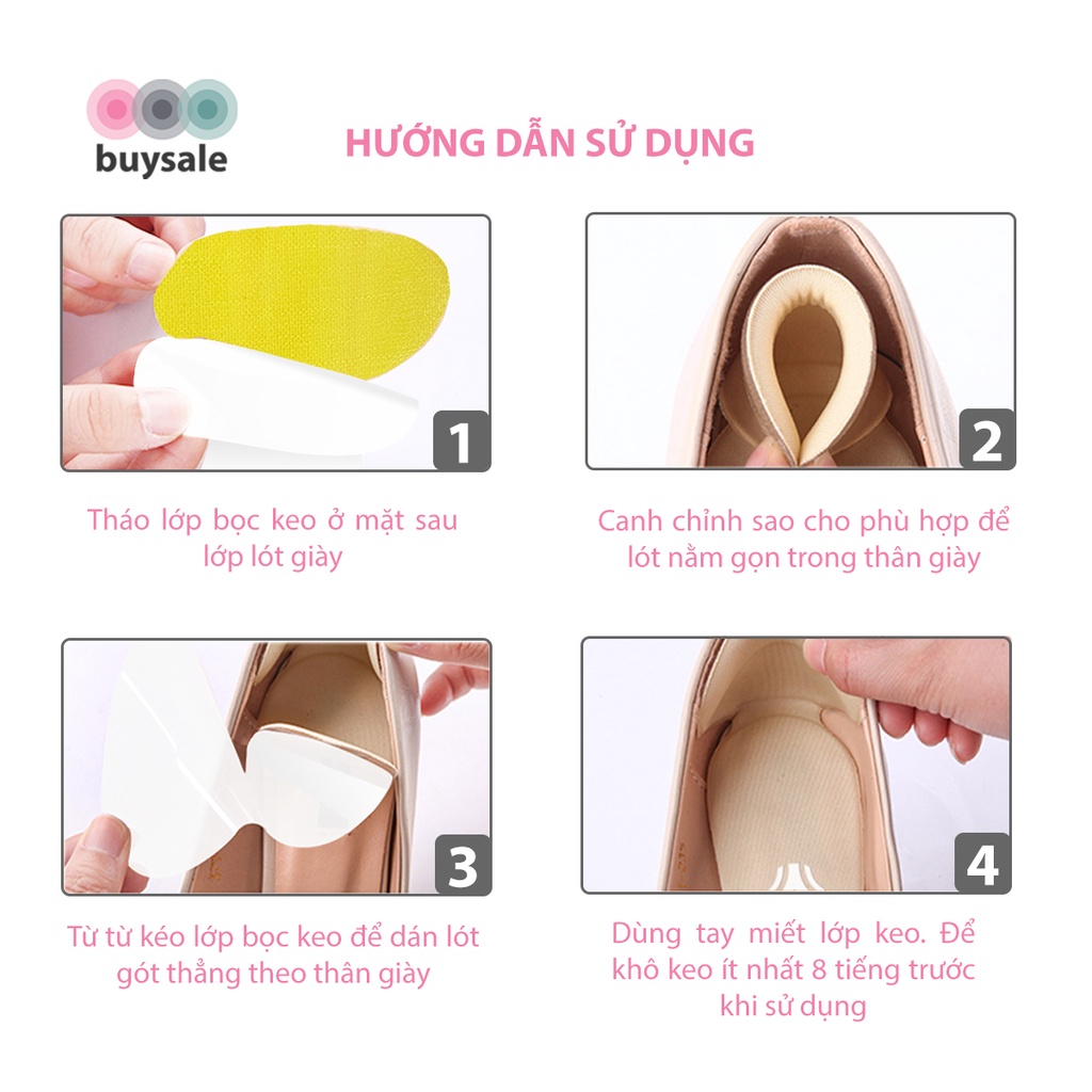 Lót giày bảo vệ gót chân giúp chống trầy da và chống thốn gót thiết kế kiểu vỏ sò ôm trọn gót chân - buysales - BSPK274