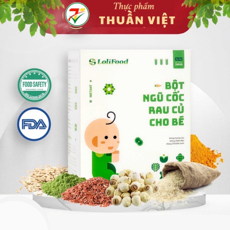 Bột Ăn Dặm Ngũ Cốc Rau Củ Cho Bé Từ 6 Tháng Tuổi Trở Lên | Lolifood (Hộp 20 gói)