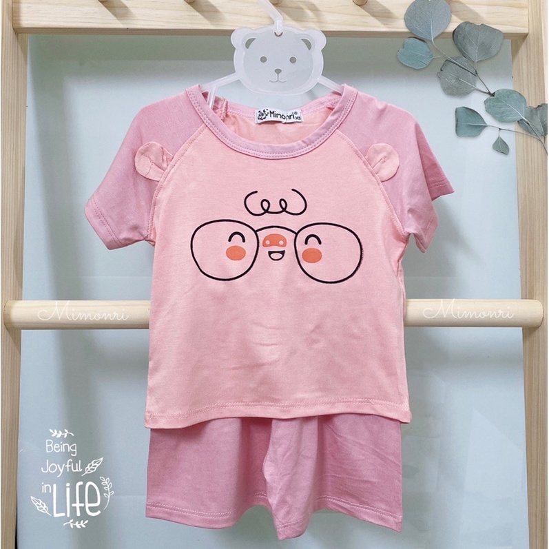 Bộ cộc thun lạnh hình thú Mimonri bé trai/bé gái (6-16kg)