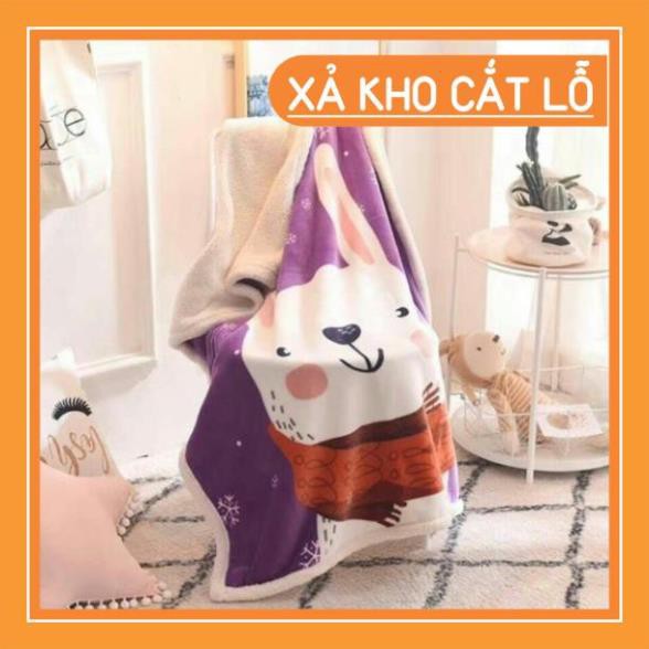 Chăn Lông Cừu 2 lớp - Mặt Nhung Hoạ tiết 3D siêu xinh -&gt; kèm video quay sp -&gt; được chọn màu (Chát Shop)