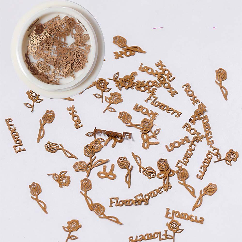 Set 50 Phụ Kiện Trang Trí Móng Tay Nghệ Thuật Hình Hoa Hồng / Hạt Gỗ Siêu Mỏng DIY