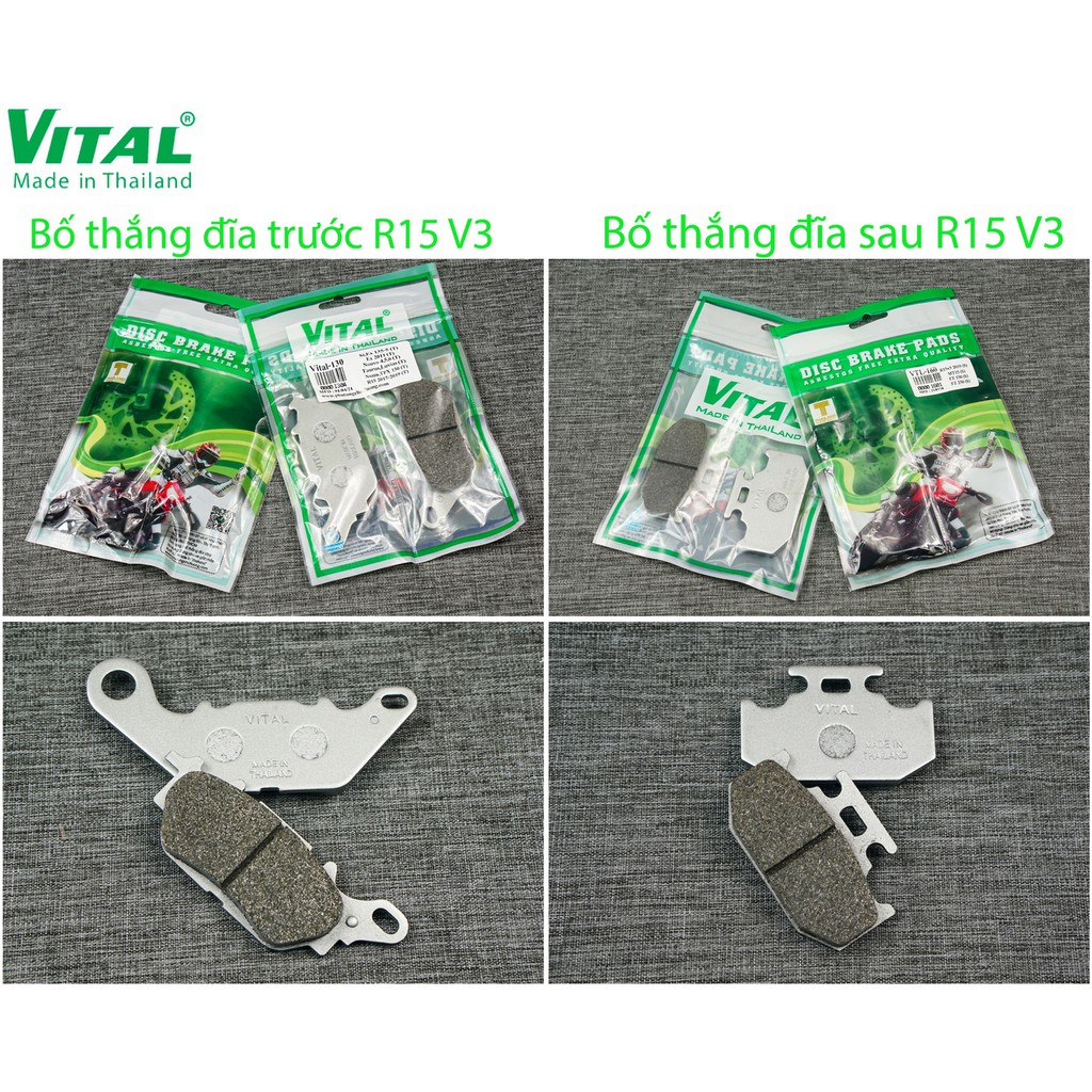 Bố thắng đĩa sau + trước R15, MT15 hiệu VITAL - Má phanh xe máy, bố thắng đĩa VITAL chính hãng Thái lan