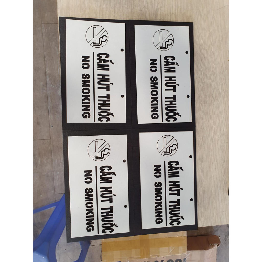Bảng báo cấm hút thuốc  bằng gỗ 12x22cm
