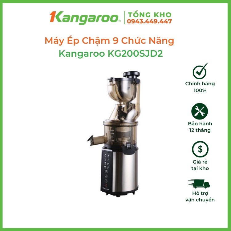 Máy ép chậm Kangaroo KG200SJD2 - 9 chế độ xay đa dạng - ép kiệt 95% bảo toàn dưỡng chất - ép nguyên trái
