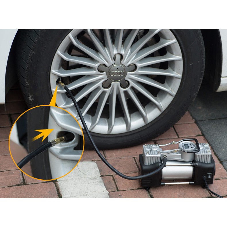 Máy bơm lốp 2 xi lanh - Bơm ôtô điện tử air compressor - GXE12