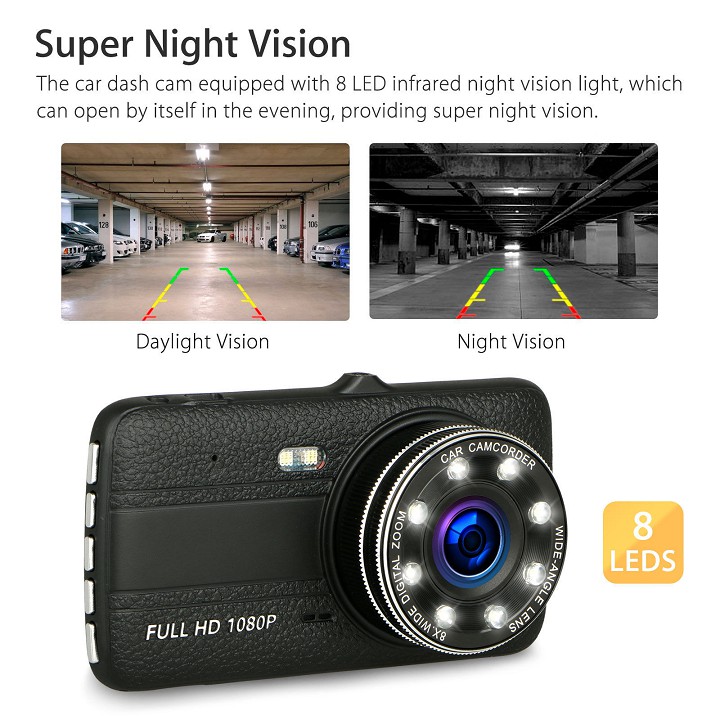 Camera Hành Trình Xe Hơi 2 Lens Trước- Sau Hỗ Trợ Hồng Ngoại Ban Đêm 1080P Elitek 2570