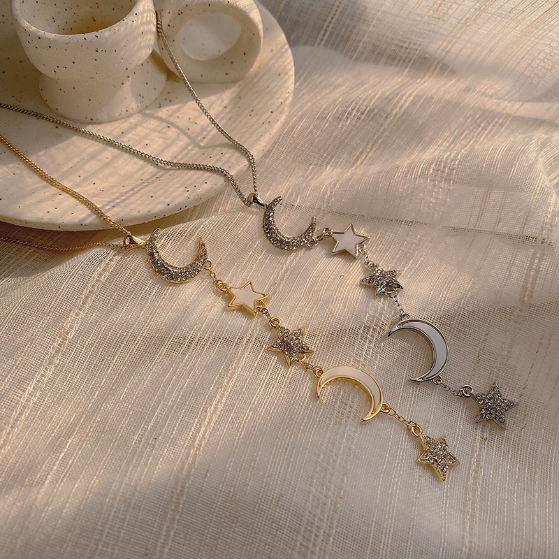 Vòng cổ Mặt Ngôi Sao Và Mặt Trăng Đính Đá 2022 Sang Trọng