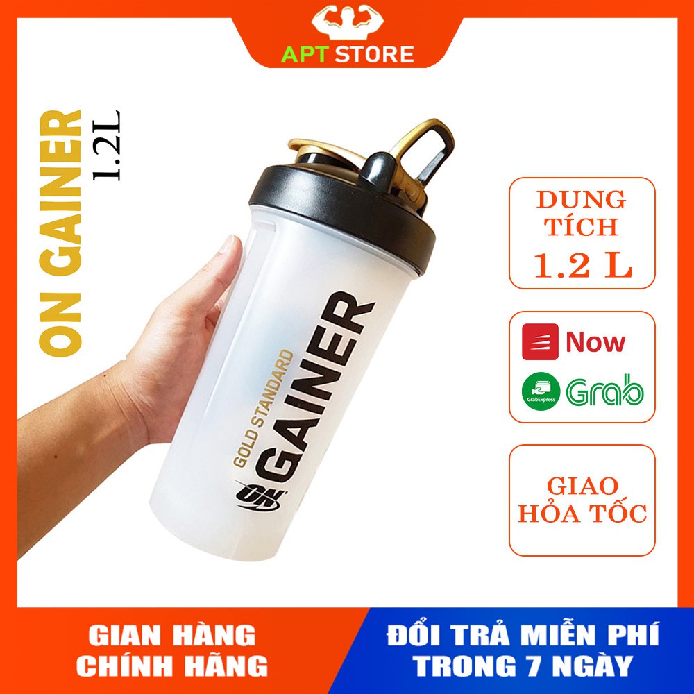 Bình Lắc Tập Gym ⚡FREE SHIP⚡ Bình Nước Thể thao cỡ lớn Optimun Nitrition 1l2 Bpa free