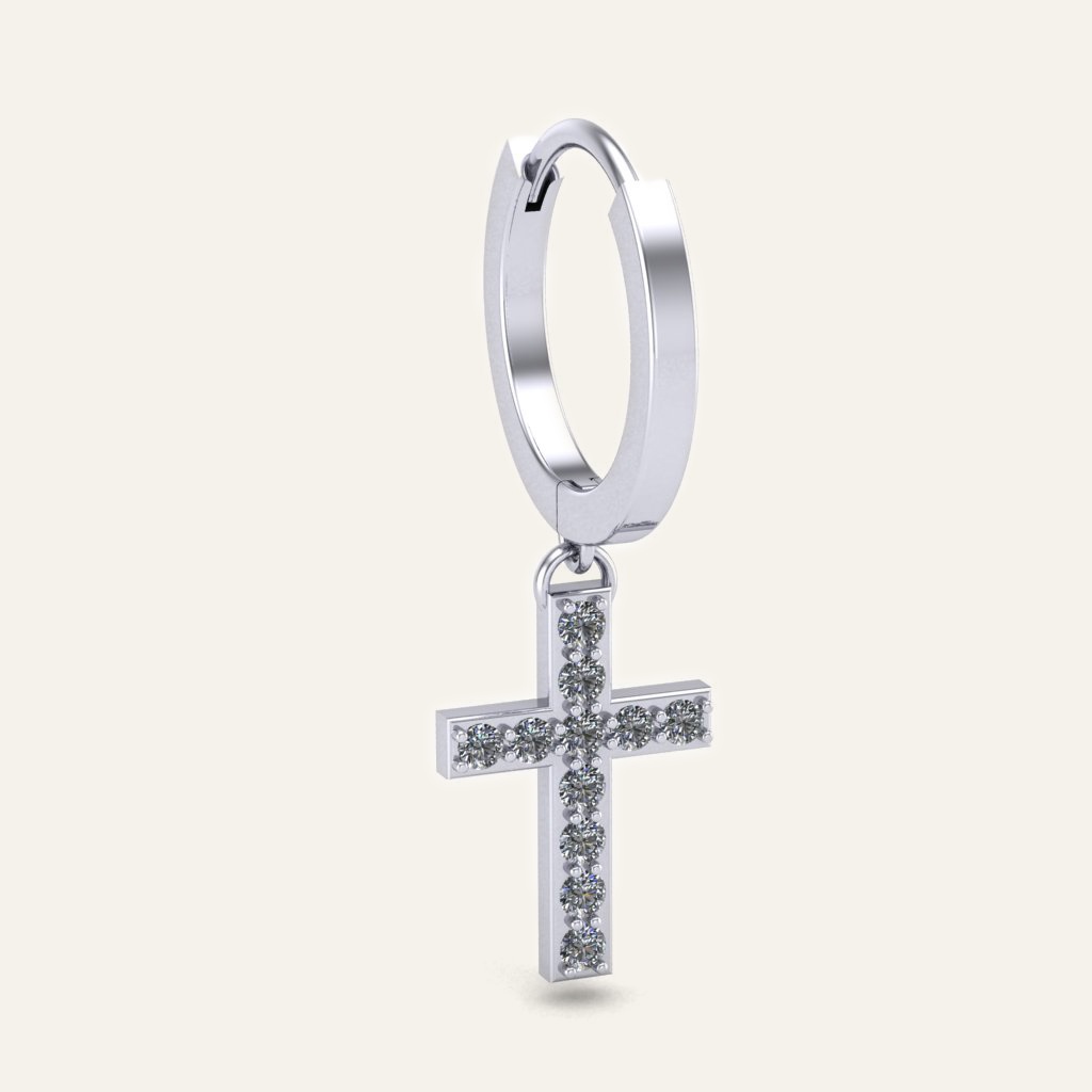 Khuyên tai vòng đá Diamond Cross