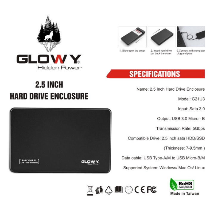 Box đựng ổ cứng 2.5'' Orico/Gloway - 2520U3/G21U3/G22U3 - Sata III USB 3.0 - Chính hãng - Bảo hành 12 tháng !!!