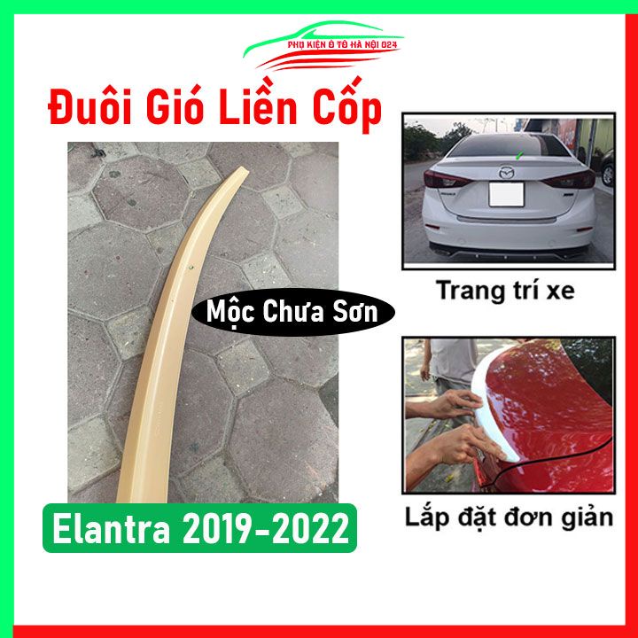 Đuôi gió sau xe liền cốp Elantra 2019-2022 hàng mộc chưa sơn