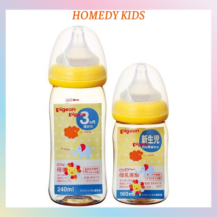 Bình Sữa Pigeon Nội Địa Nhật Cổ Rộng PPSU Cao Cấp 160ml, 240ml Homedy Kids