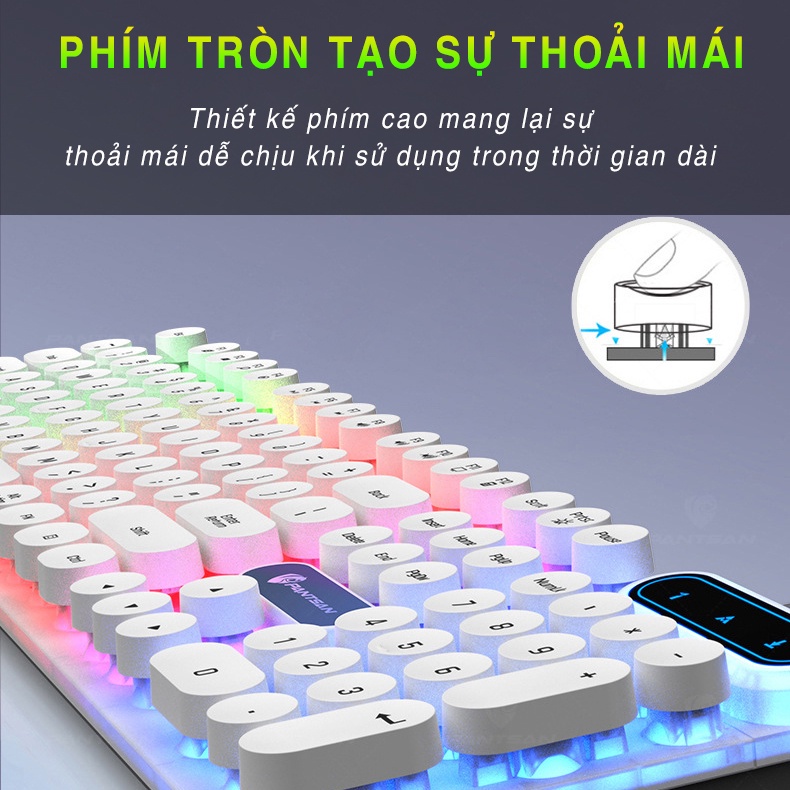 Bàn phím giả cơ PK100 có dây nút tròn LED chống nước chuyên game, văn phòng