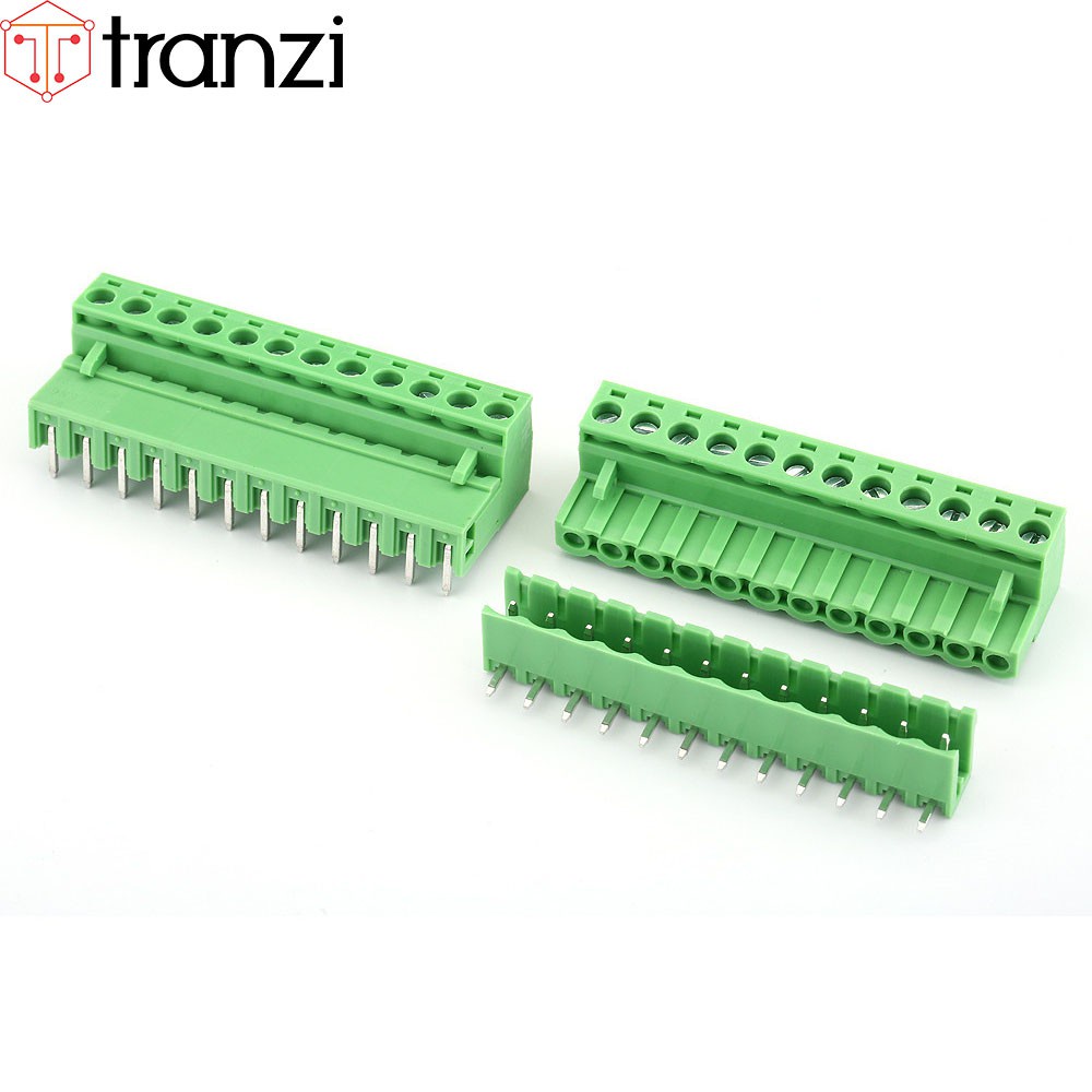 Cầu đấu 5.08mm 2EDG5.08 12P bộ đực cái chân cắm cong xanh - túi 1 bộ đực cái
