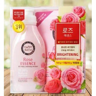 Set sữa tắm Happy Bath Rose & White Rose (500g + 250g)