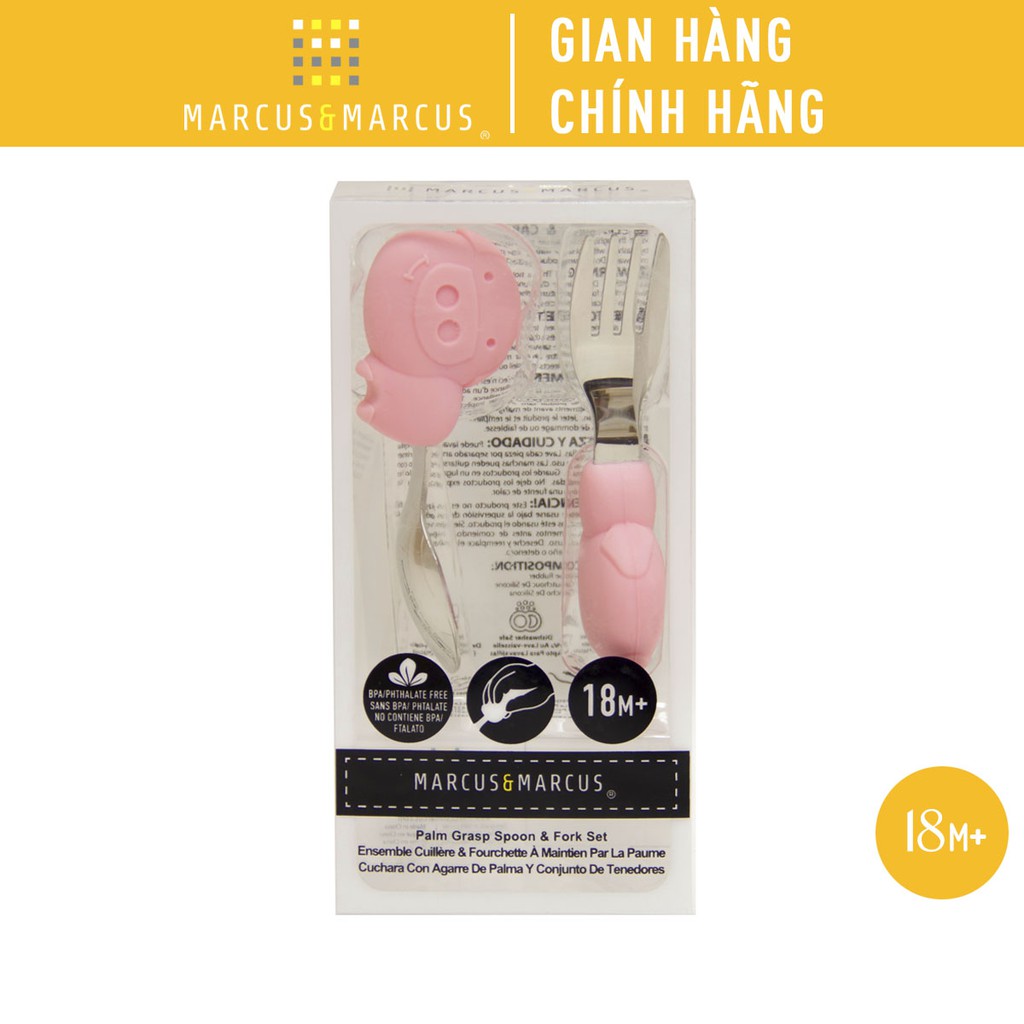 Bộ thìa nĩa tập ăn cho bé Palm Grasp Marcus &amp; Marcus, từ 18 tháng - Pokey