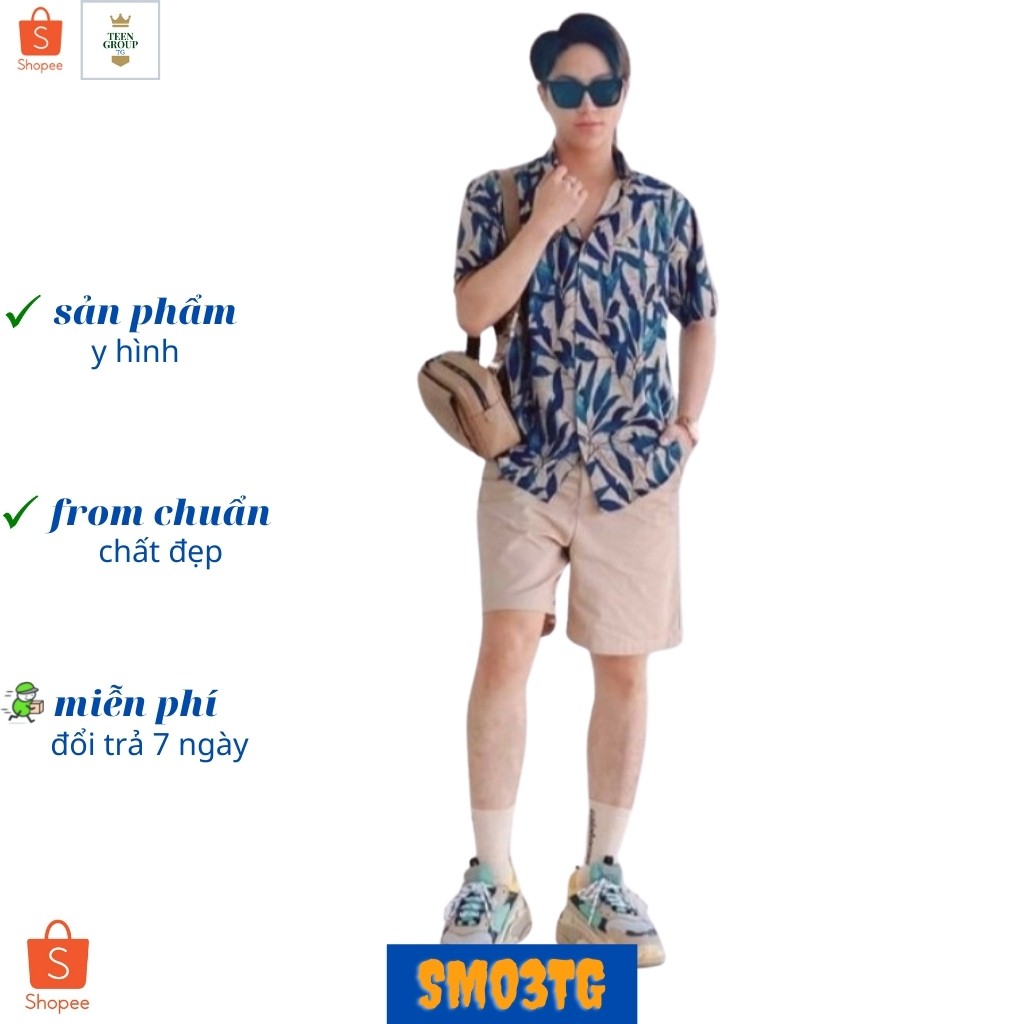 Áo sơ mi nam tenji sm03tj sơ mi nam chất lụa tay ngắn sữa lá mới cá tính thời trang tenji store 3 (44 - 72KG)