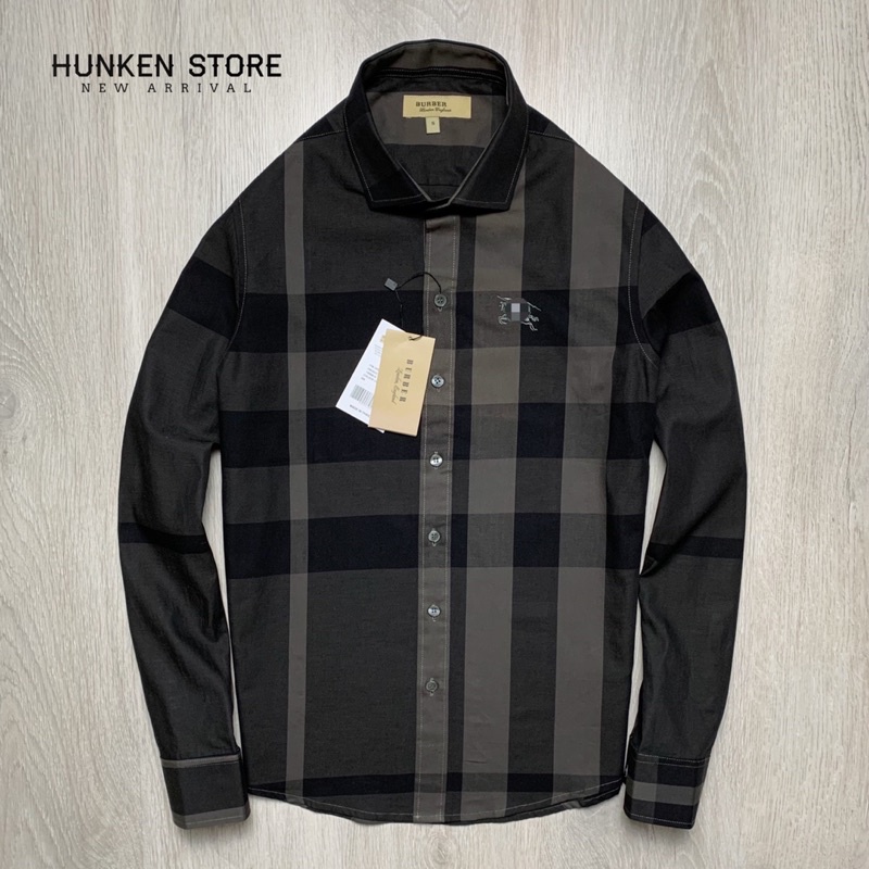 Áo sơ mi nam kẻ sọc caro BBR logo thêu đẹp Sơ mi tay dài kiểu dáng lịch lãm Cotton gân cao cấp ít nhăn | HunKen Store