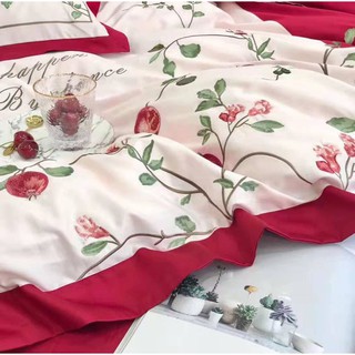 set Lụa đỏ hoa lựu