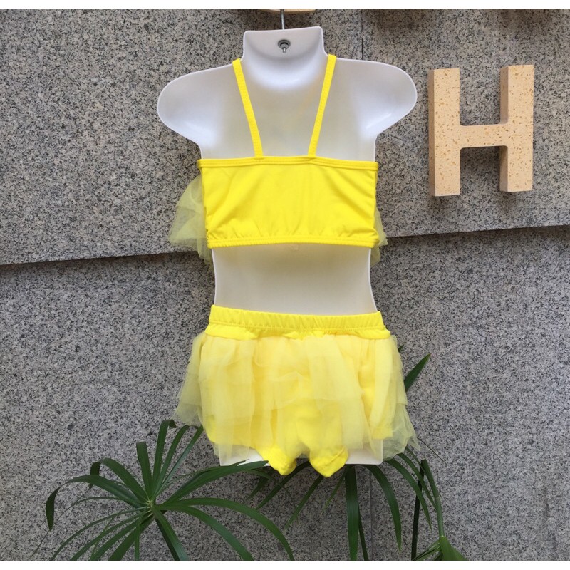 Bikini Bộ Bơi Đồ Bơi Bé Gái 2 Mảnh Rời Bèo Voan Đính Nơ Xinh Xắn Size M  - Hàng Nhập Quảng Châu