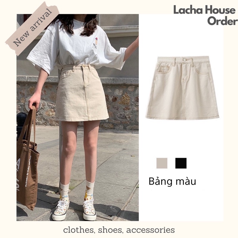 Chân Váy Denim Lưng Cao Phong Cách Hàn Quốc CV12