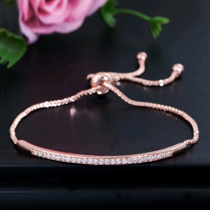 Luxury Exquisite Adjustable Bracelet Bangle for Women 925 Sterling Silver Bangles CZ 18K gold Bracelets Engagement Wedding Diamond Chain Bracelet Gift Fashion Accessories