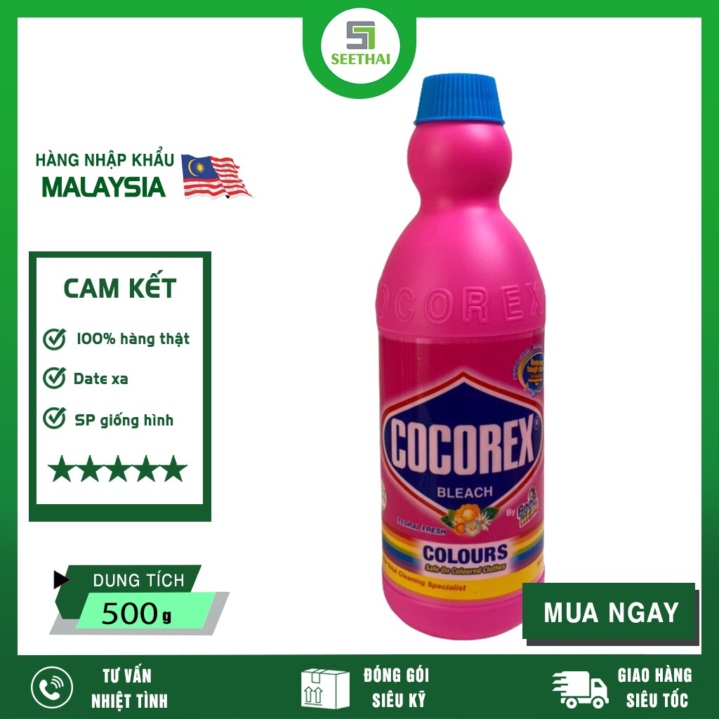 [HÀNG CHÍNH HÃNG] Nước Tẩy Trắng Quần Áo Cocorex Bleach Floral Fresh 500ml