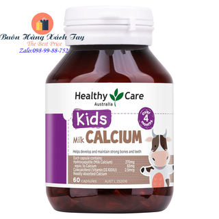 Milk Canxi Heathy Care 60 viên Bổ sung canxi dành cho bé từ trên 4 tháng tuổi