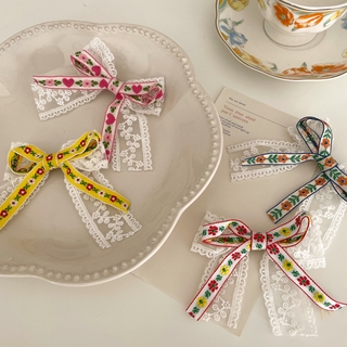 Kẹp Tóc Phối Ren Và Nơ Mini Dễ Thương Cho Nữ