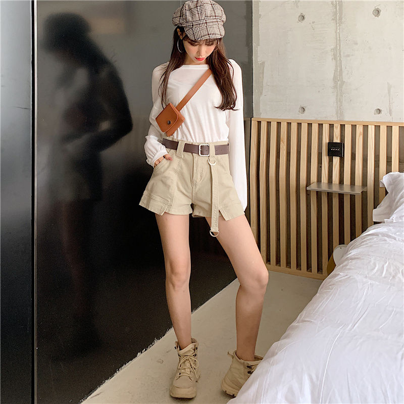 Quần Short Denim Lưng Cao Kiểu Retro Hàn Quốc Cá Tính Cho Nữ