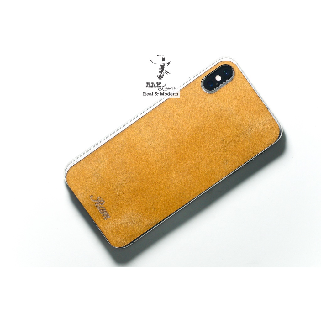 Tấm Dán Lưng IPHONE X Da Bò Vàng RAM Leather